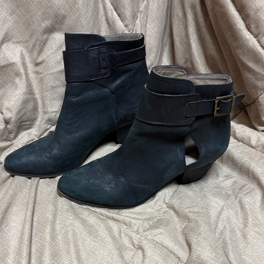 Leather Free People Black Ankle Booties 38 8 Boots